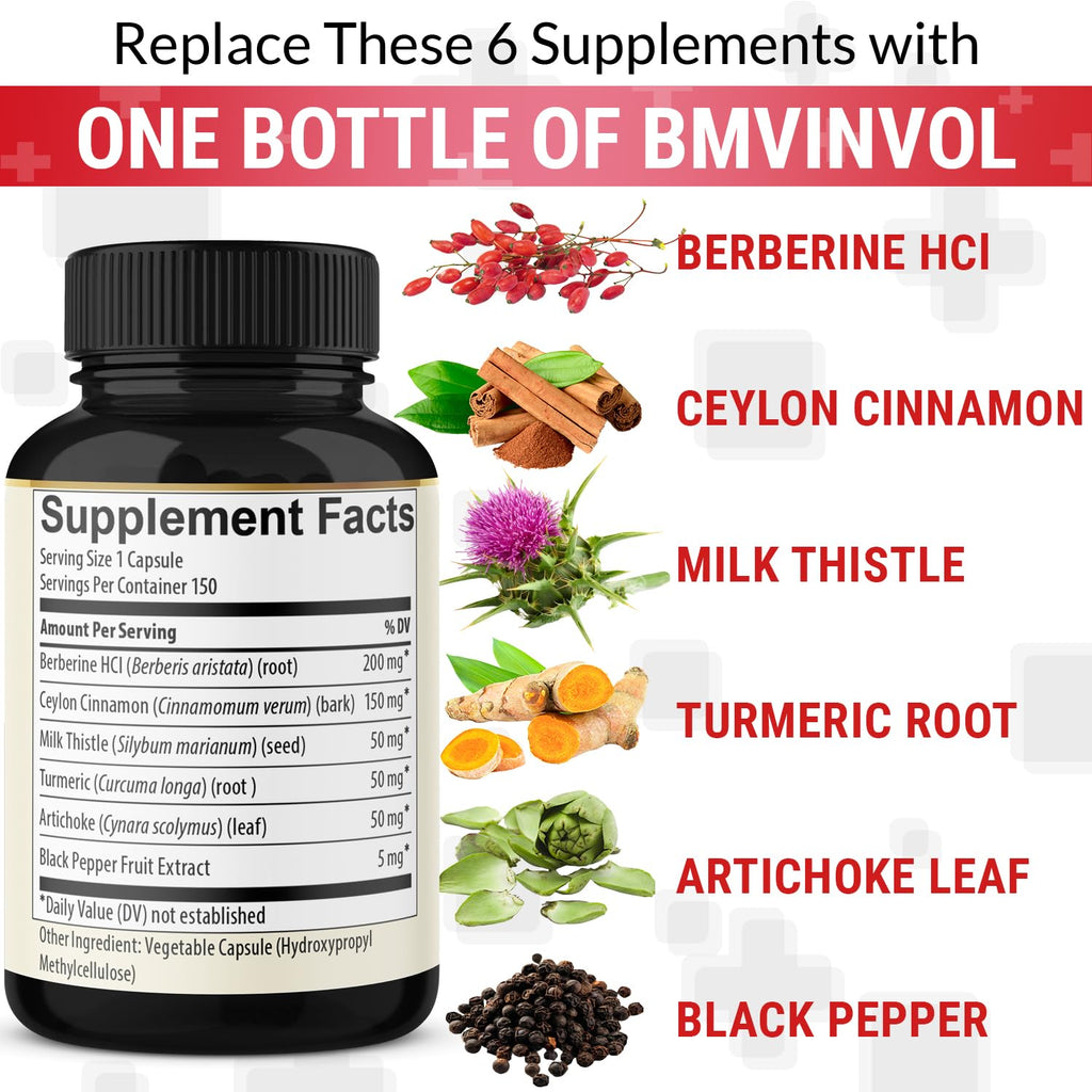 BMVINVOL Berberine Capsules with Ceylon Cinnamon