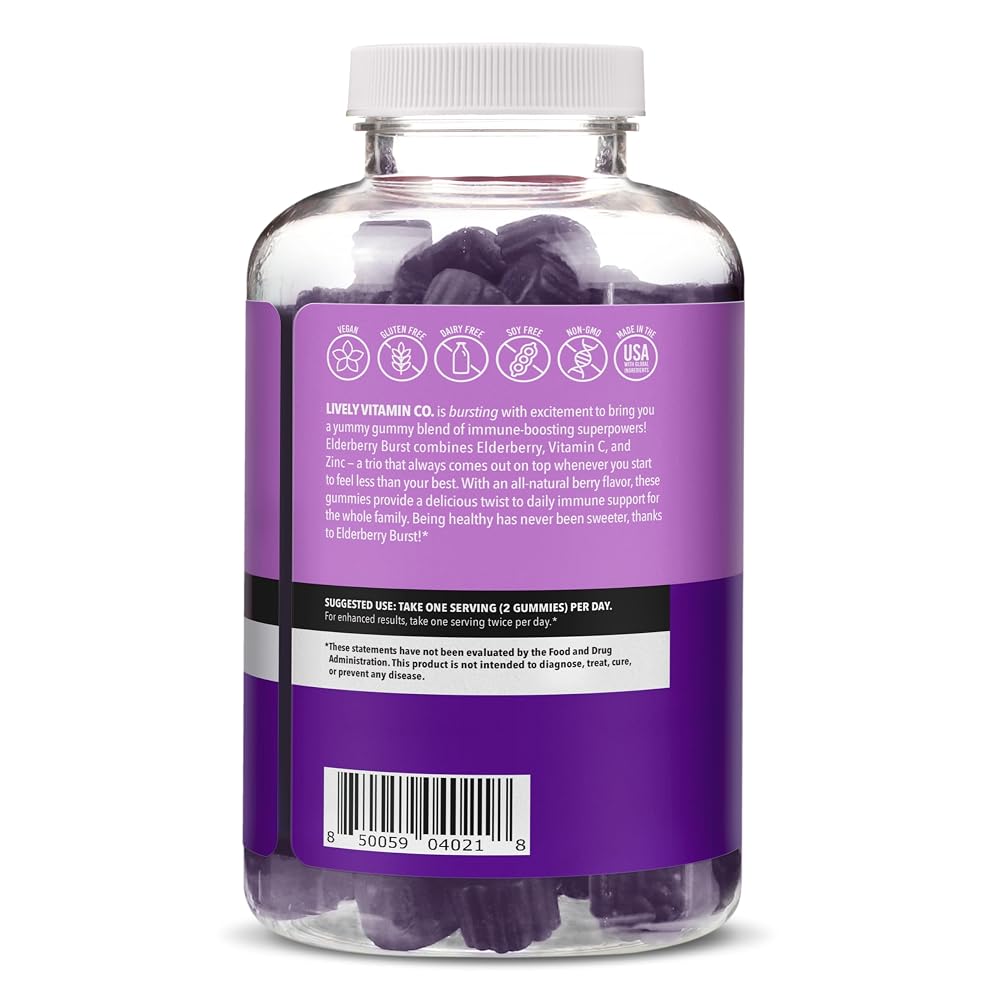LIVELY VITAMIN CO. Elderberry Burst Gummies Immune Support - 120 Count - image 3