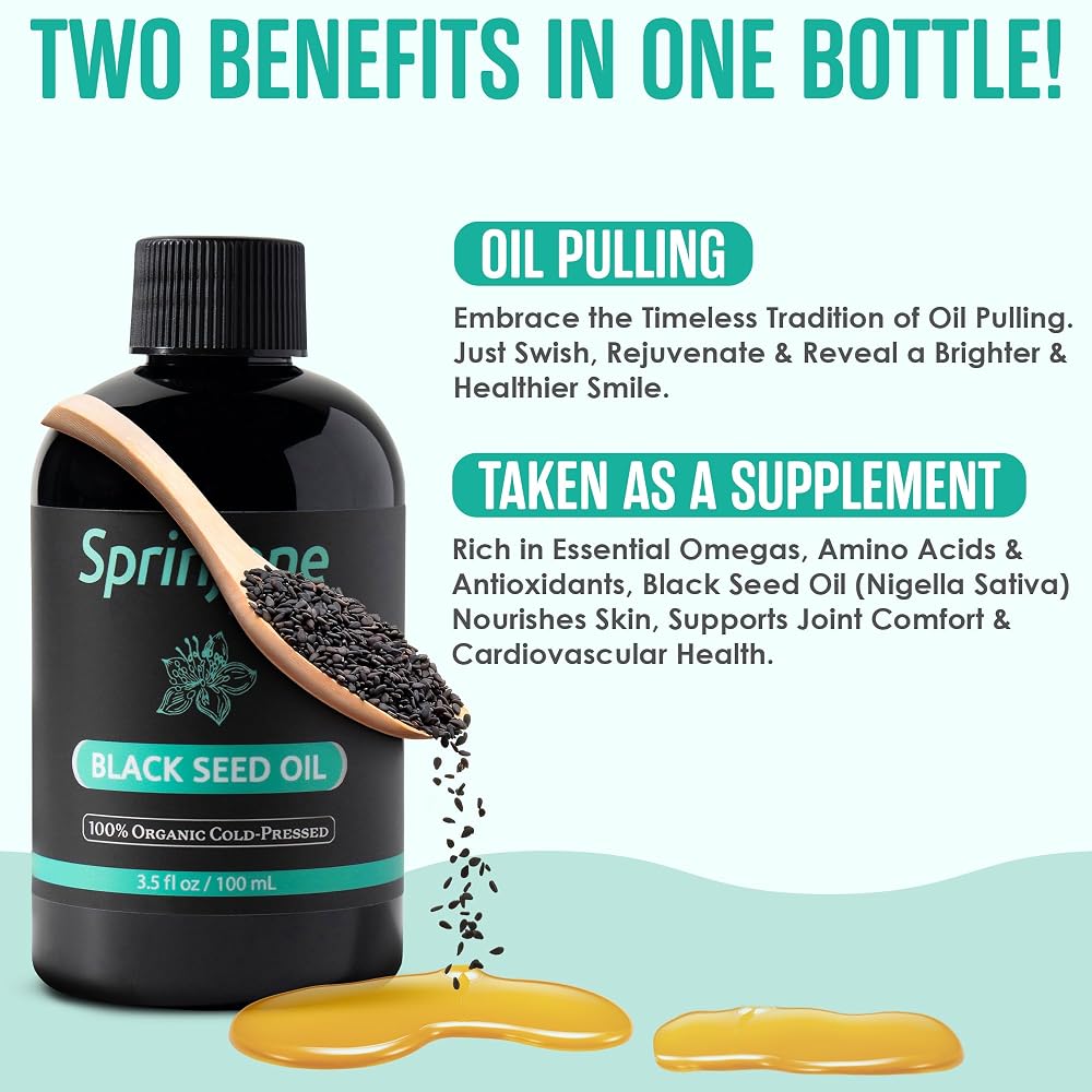 SprinJene Natural® 100% Pure Organic Black Seed Oil Cold Pressed - image 2