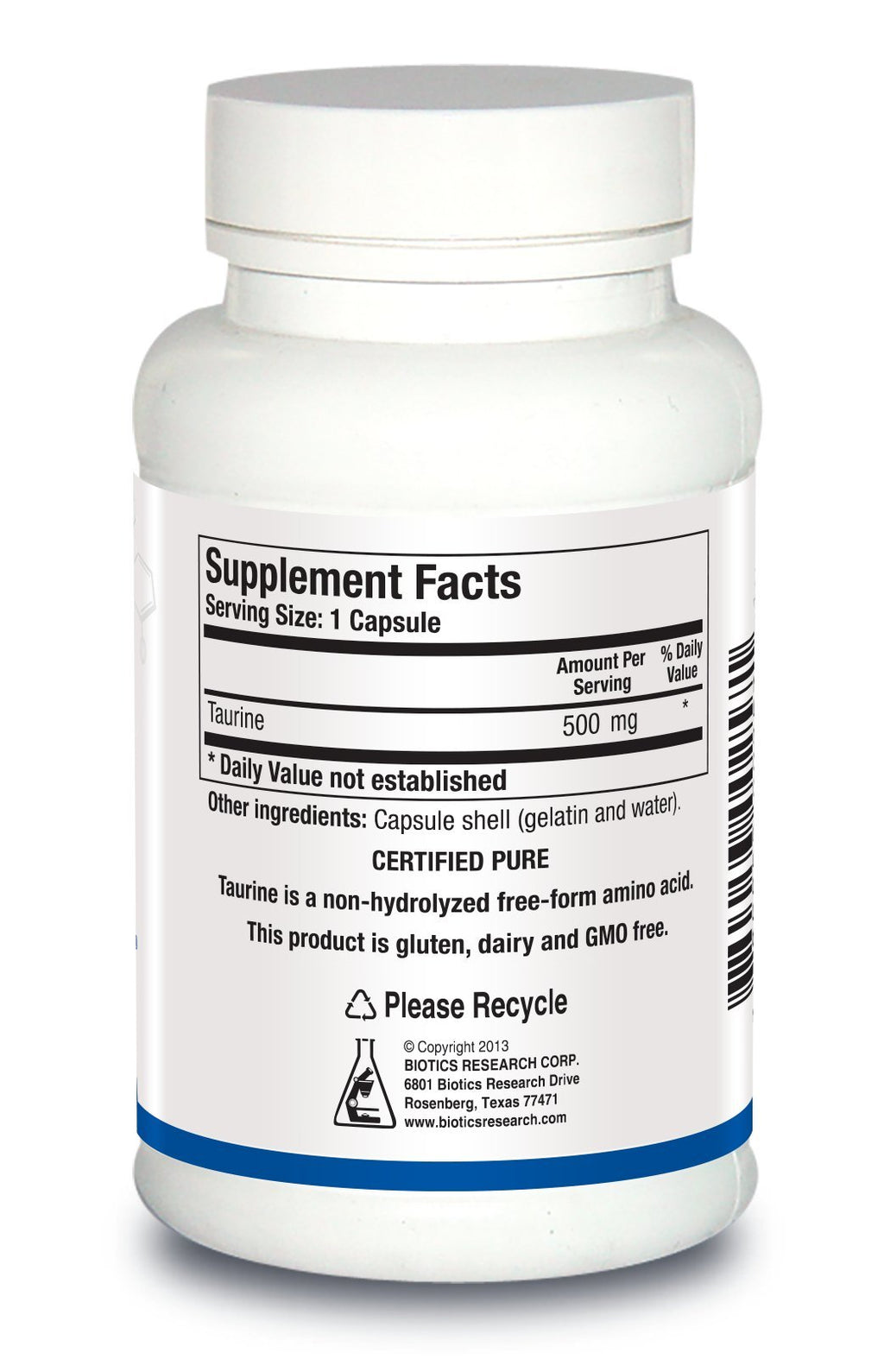BIOTICS RESEARCH Taurine 500 mg Brain Health - 100 Capsules - image 2