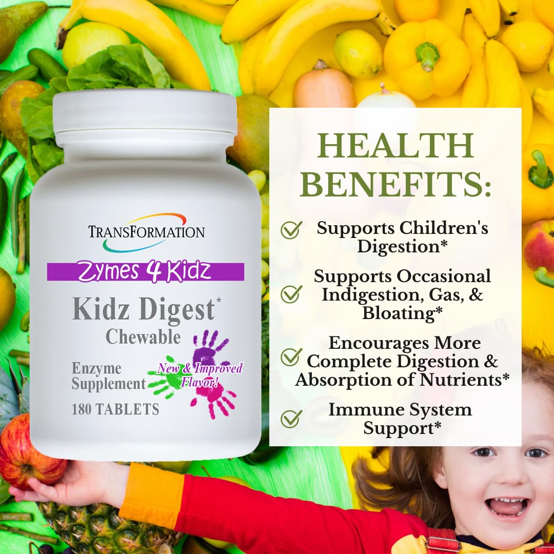 TRANSFORMATION Enzymes Kidz Digestive Enzyme Supplement - 180 Tablets - image 3
