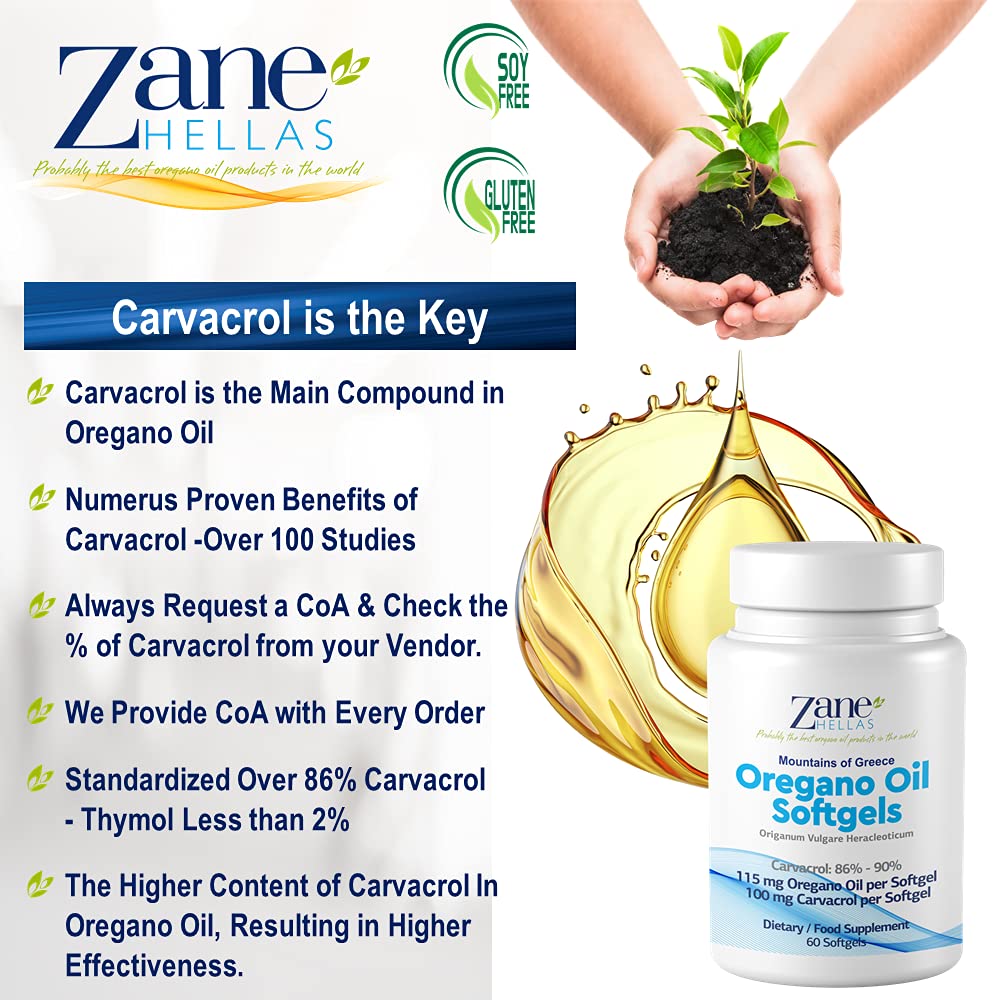 Zane Hellas Oregano Oil Extra Strength - 60 Softgels - image 8