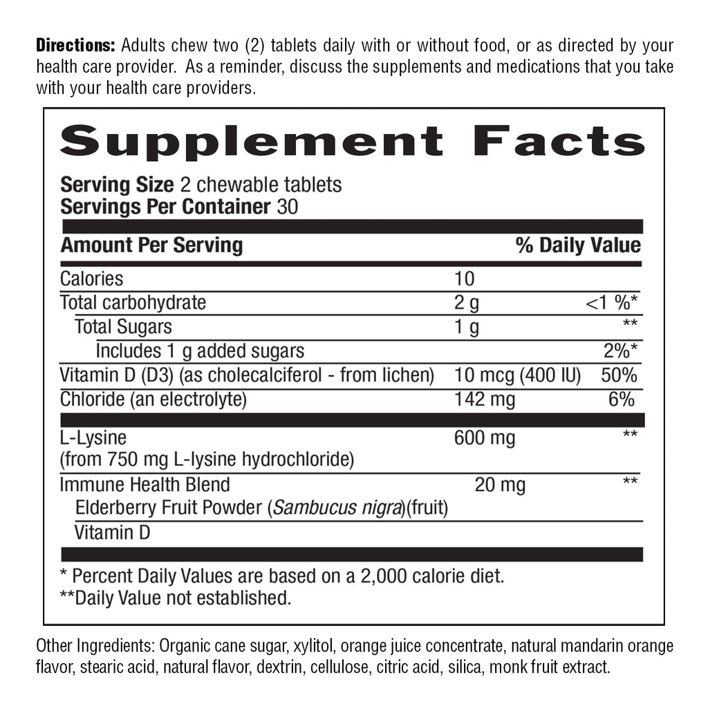 Country Life Chewable L-Lysine 600 mg with Vitamin D - 60 Tablets - image 5
