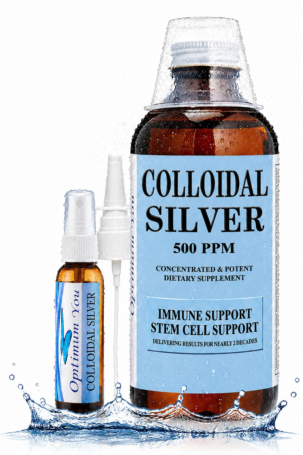 Optimum You Colloidal Silver 500 ppm - 32 oz with Spray Bottle