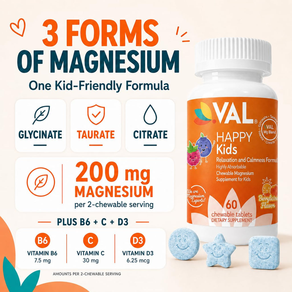 VAL Chewable Magnesium for Kids Relaxation and Calm Formula High