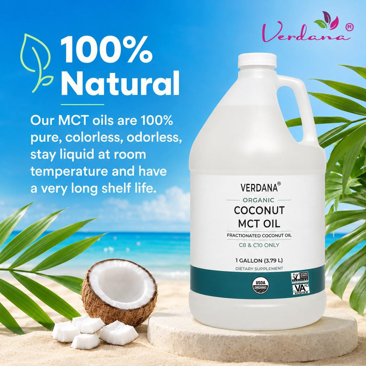 Verdana Organic MCT Oil Fractionated Coconut - 128 Fl Oz - image 3