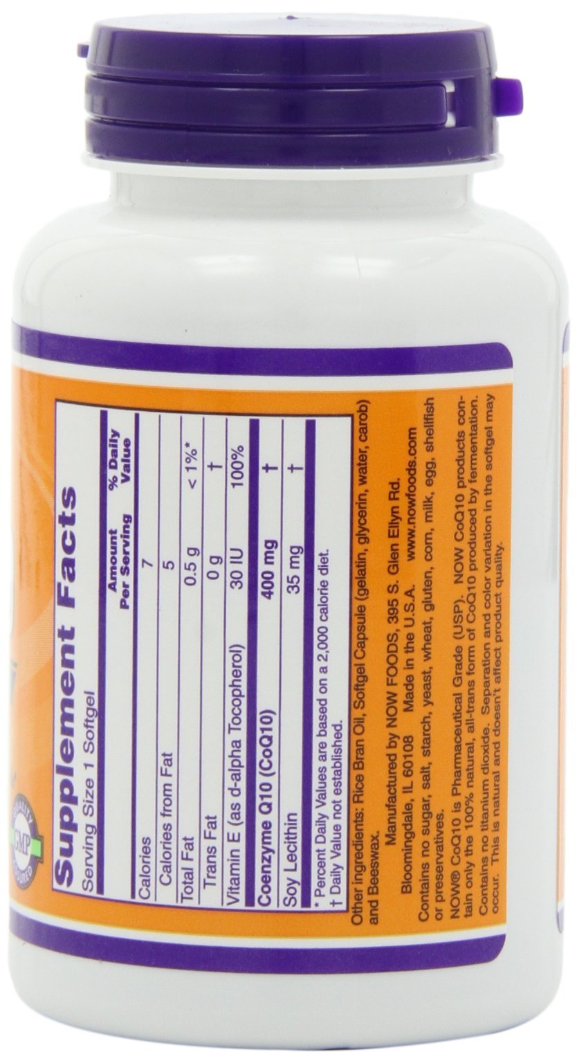 NOW Foods CoQ10 400 mg with Vitamin E - 60 Softgels - image 3