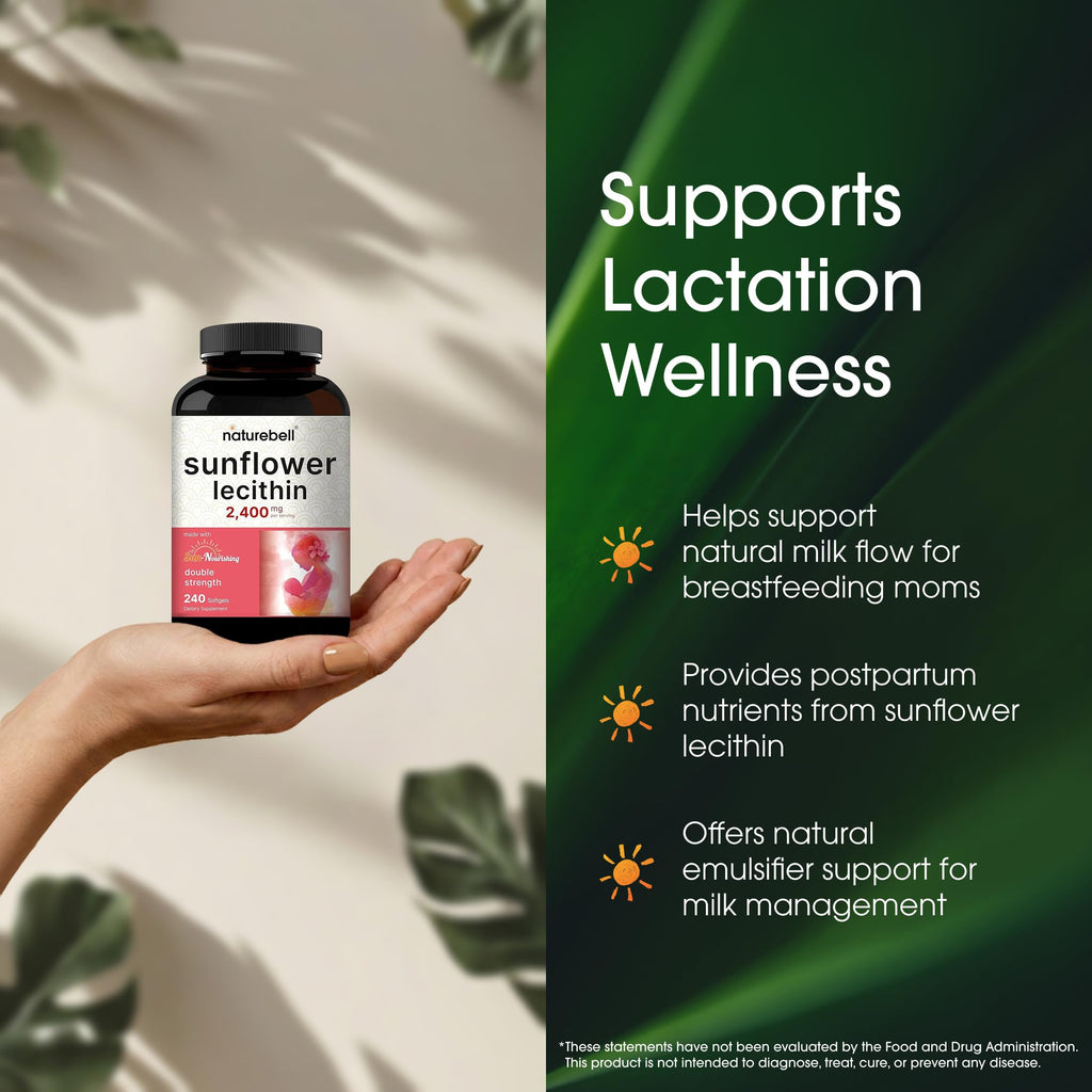 NatureBell Sunflower Lecithin for Lactation Support - 240 Softgels - image 4