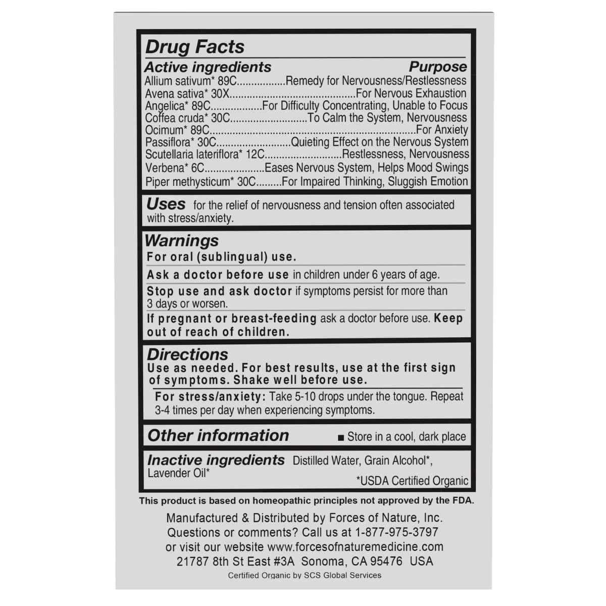 Forces of Nature Calm Mood Organic Homeopathic Medicine - 0.34 Fl Oz - image 4