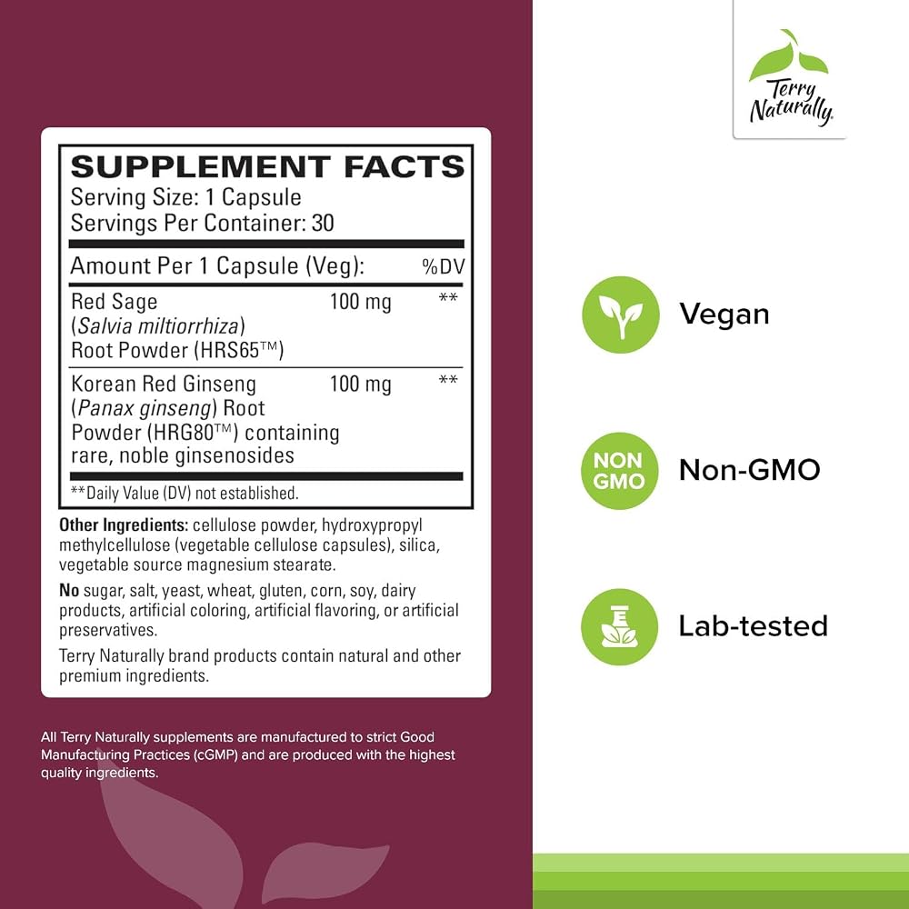 Terry Naturally Red Sage Plus Nitric Oxide Support - 30 Capsules - image 2