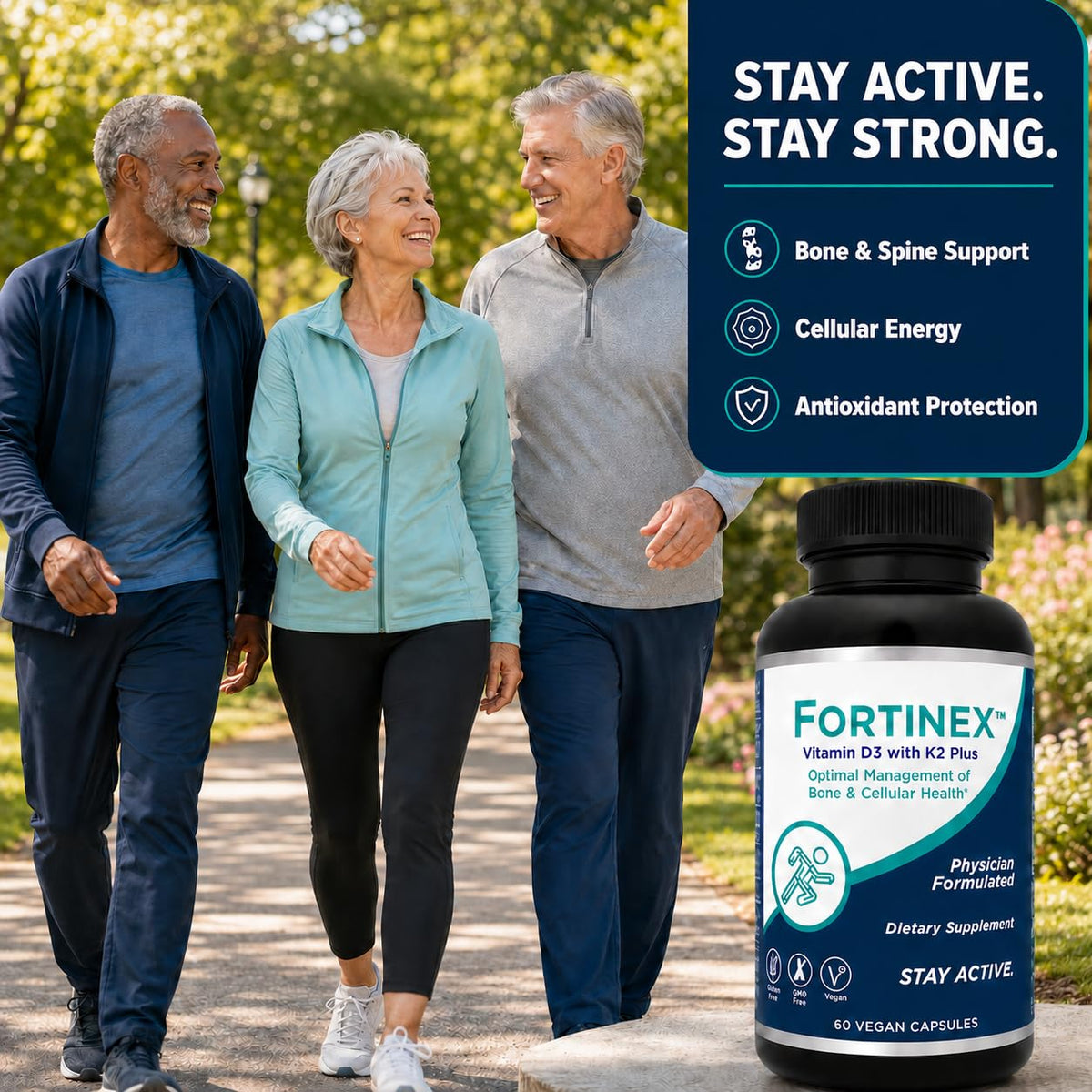 Fortinex Vitamin D3 & K2 Plus Bone & Cellular Health - 60 Capsules - image 2