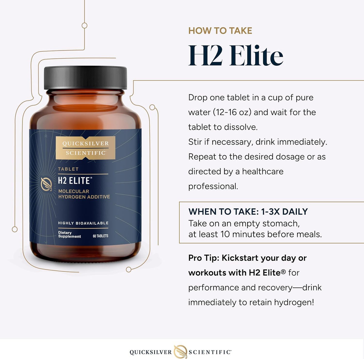 Quicksilver Scientific H2 Elite Molecular Hydrogen Tablets - 60 Count - image 6
