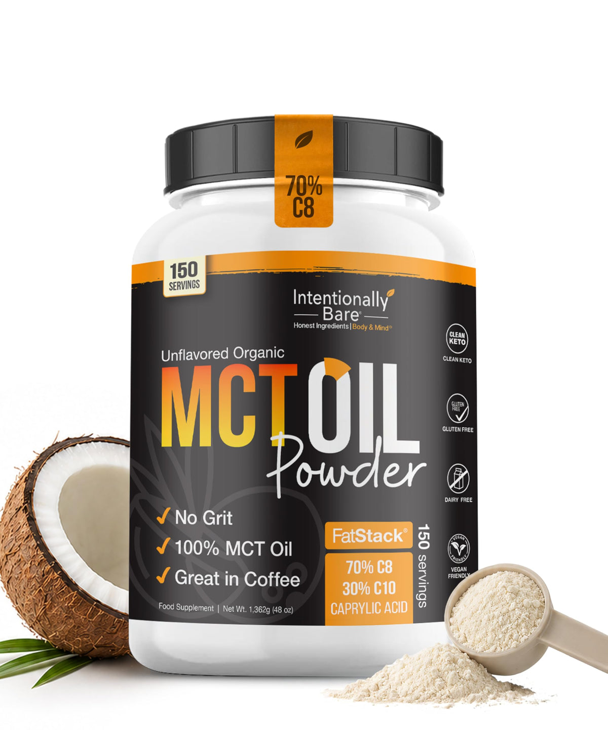 Intentionally Bare MCT Oil Powder Unflavored - 48 oz