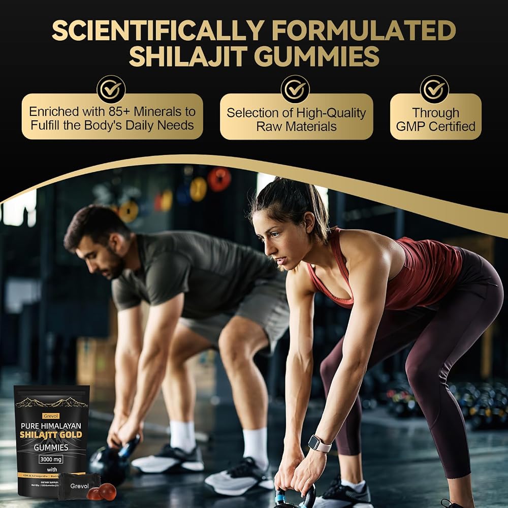 Grevol Pure Himalayan Shilajit Gummies: Gold Grade Shilajit Riched
