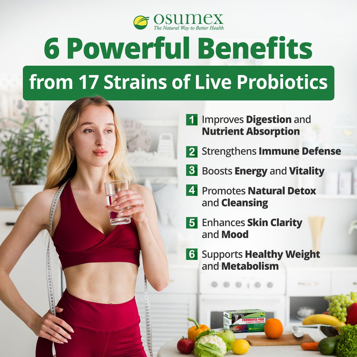Osumex LB17 Gut Support Live Probiotics - 60 Vegetable Softgels - image 2