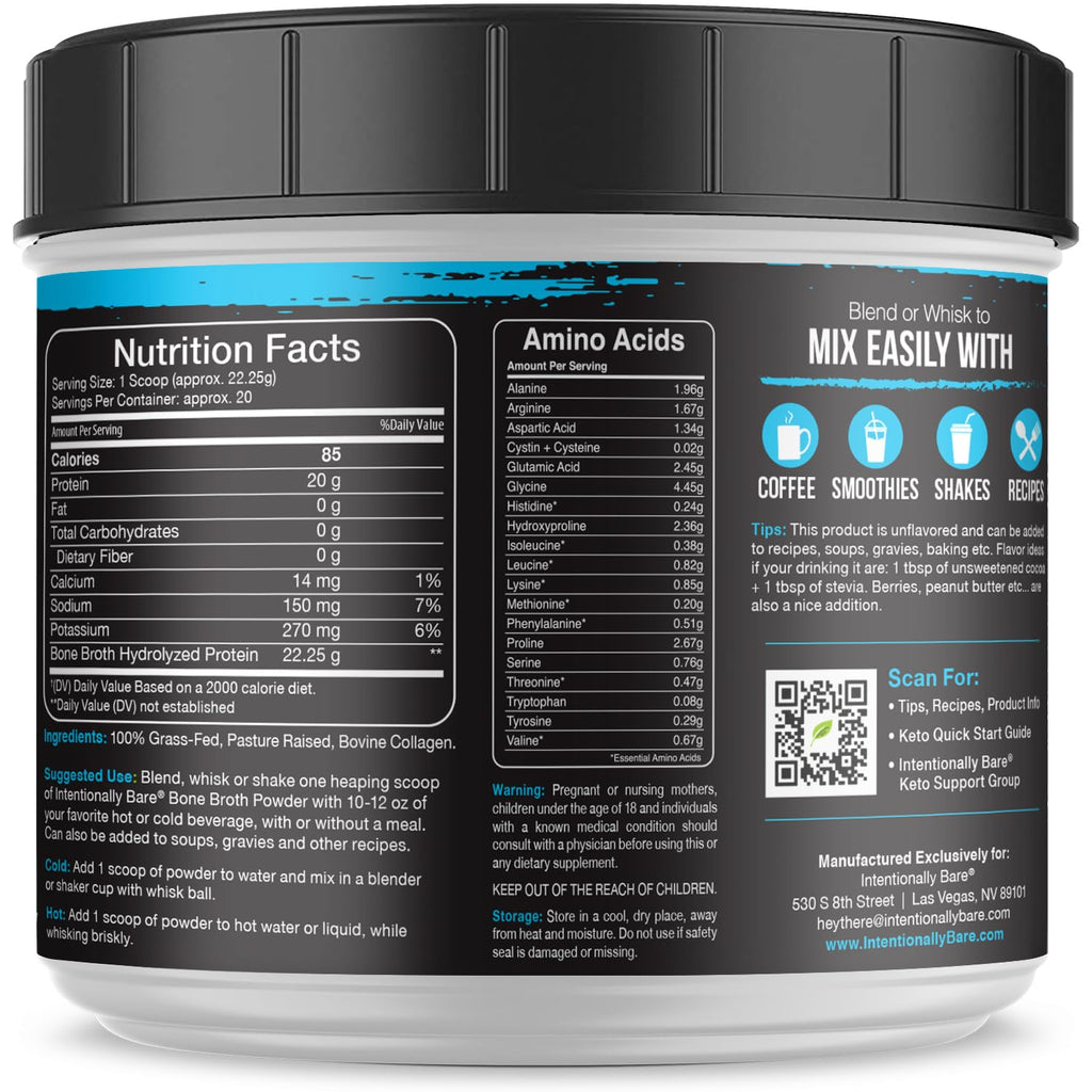 Intentionally Bare Bone Broth Protein Powder Unflavored - 15.7 oz - image 2