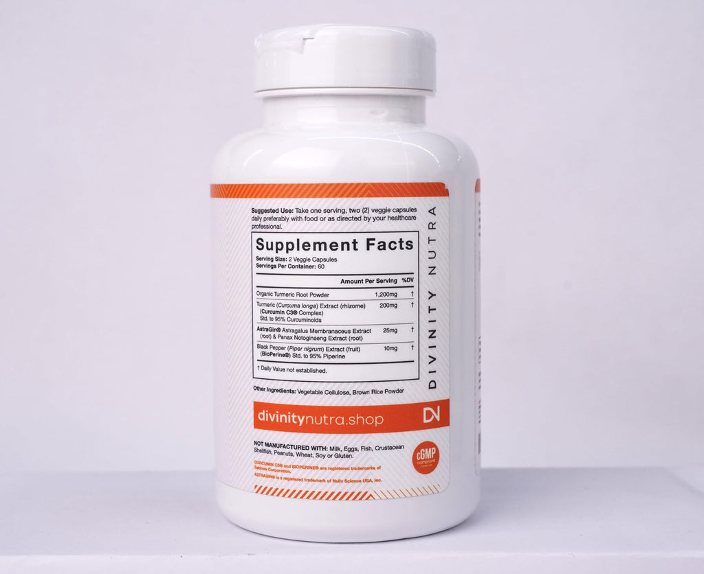 Divinity Nutra Turmeric Curcumin 1400mg Joint Support - 120 Capsules - image 5