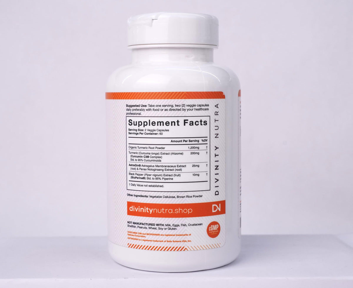 Divinity Nutra Turmeric Curcumin 1400mg Joint Support - 120 Capsules - image 5