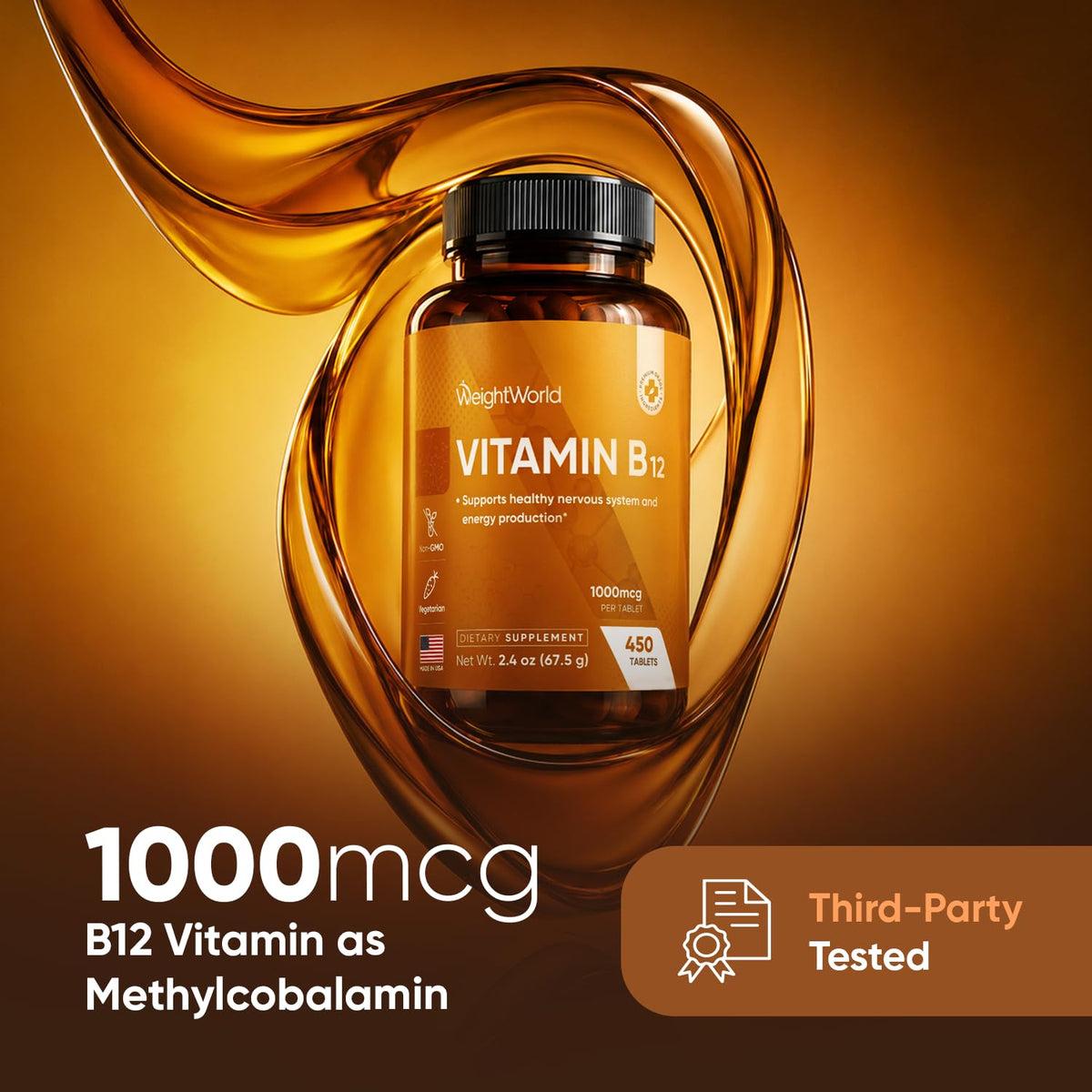 WeightWorld Vitamin B12 Methylcobalamin 1000mcg - 450 Tablets - image 2