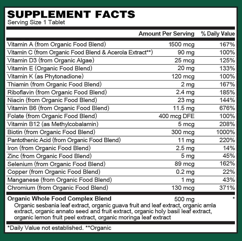 PlantFusion Organic Multivitamin for Women - One Daily Whole Food