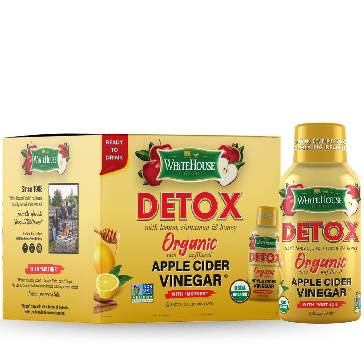 White House Detox Apple Cider Vinegar Shots - Pack of 6