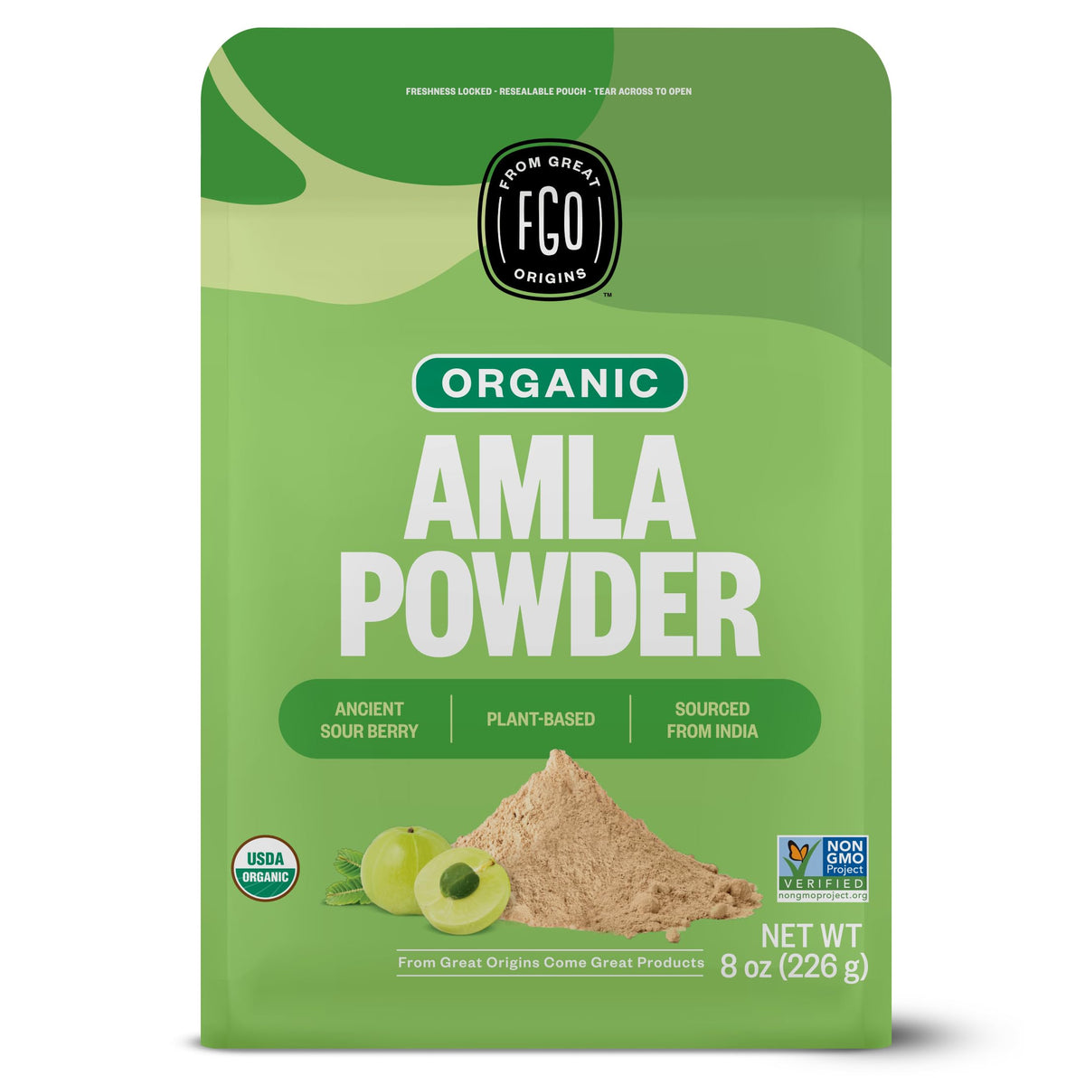 FGO Organic Amla Powder Indian Gooseberry Vitamin C - 8oz
