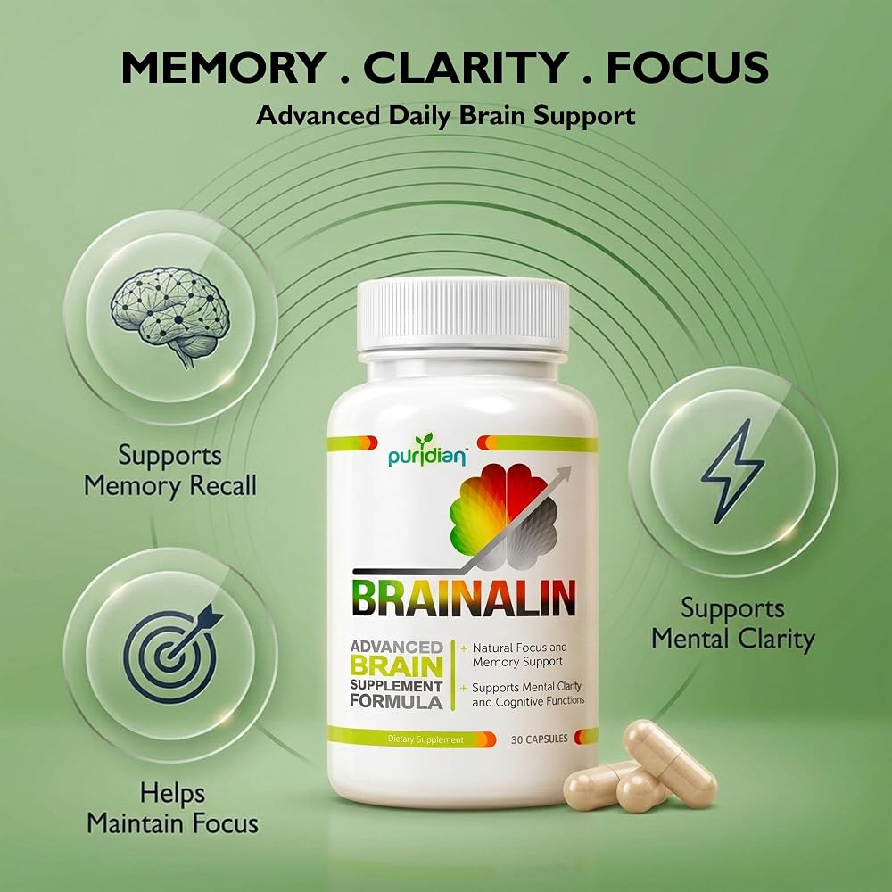 Puridian Brainalin Brain Supplement for Memory and Focus - 30 Capsules - image 4