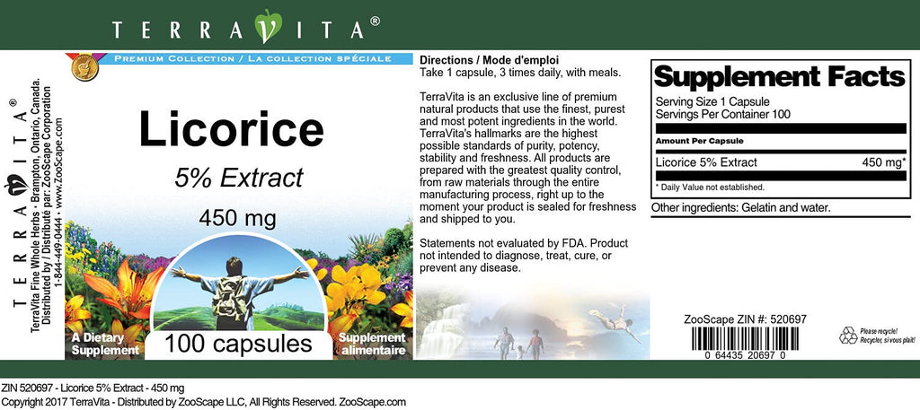 Terravita Licorice 5% - 450 mg (100 Capsules, ZIN: 520697)