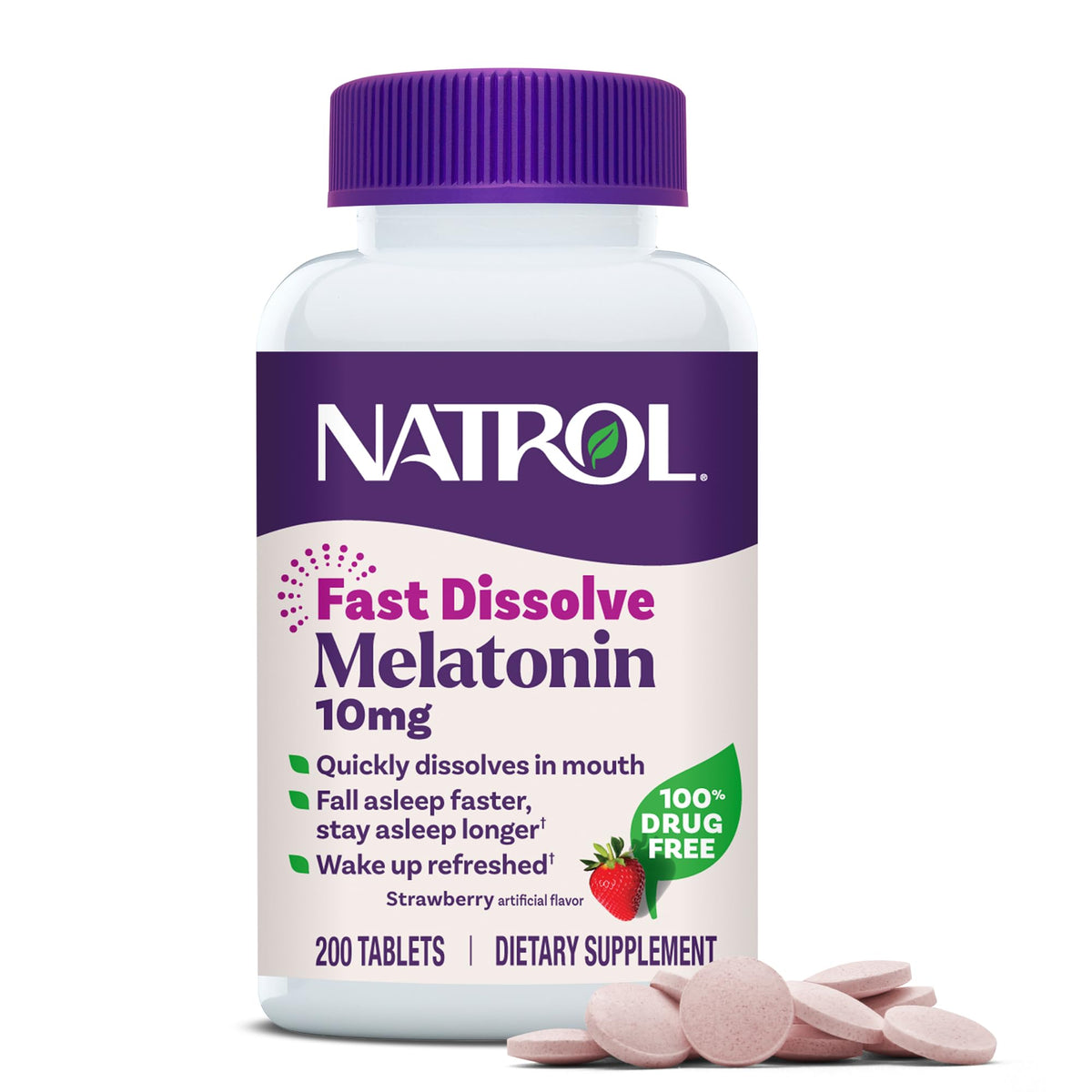 Natrol Tablets Melatonin 10Mg Sleep Support Bottle Drug Free Unisex