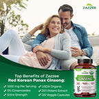 Zazzee USDA Organic Red Korean Panax Ginseng 20:1 Extract - 120 Capsules - image 4