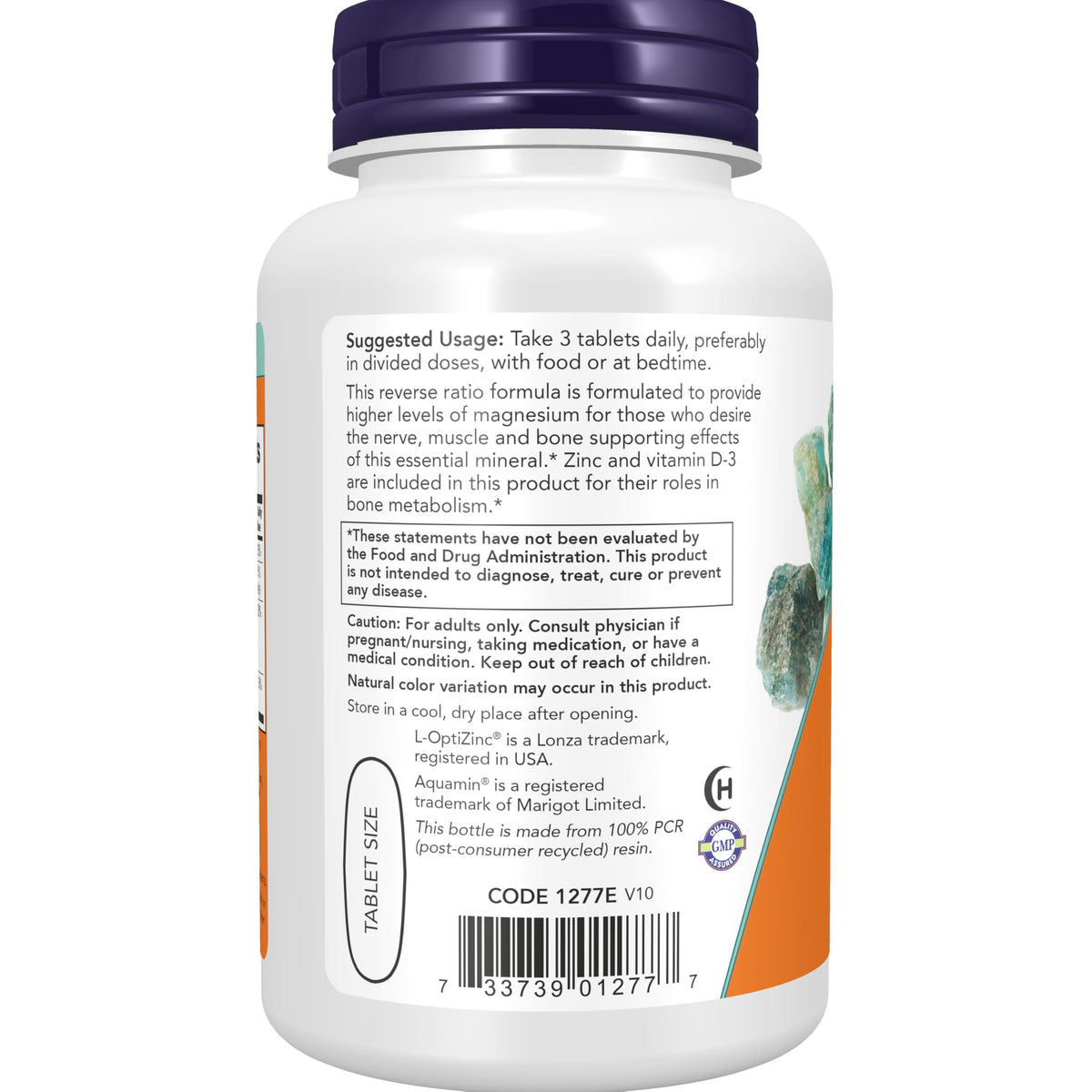 NOW Magnesium & Calcium with Vitamin D3 and Zinc - 100 Tablets - image 3