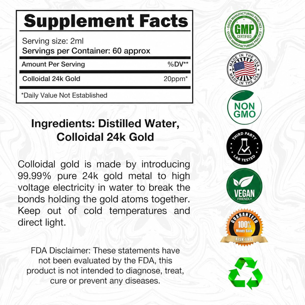 I Am Joy co. Liquid Colloidal Gold 24K 99.99% Pure - 4 Fl Oz - image 2