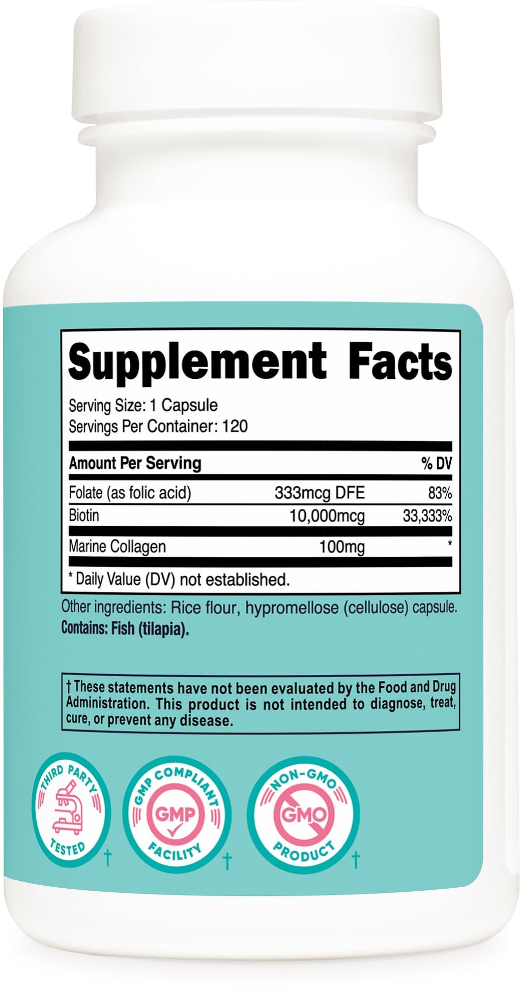 Nutricost Biotin for Women 10,000mcg with Folate & Collagen - 120 Capsules - image 5