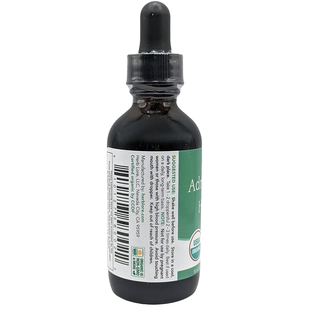 Herb Lore Adrenal Tonic Tincture - USDA Organic Liquid Herbal Adrenal