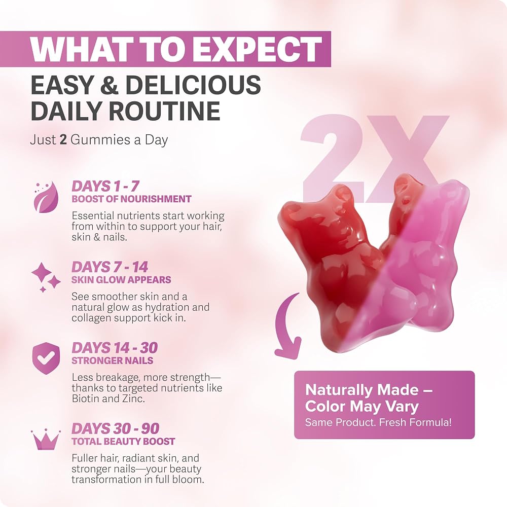 Rosabella® Hair Growth Vitamin Gummies [60 Gummies] Biotin for Faster