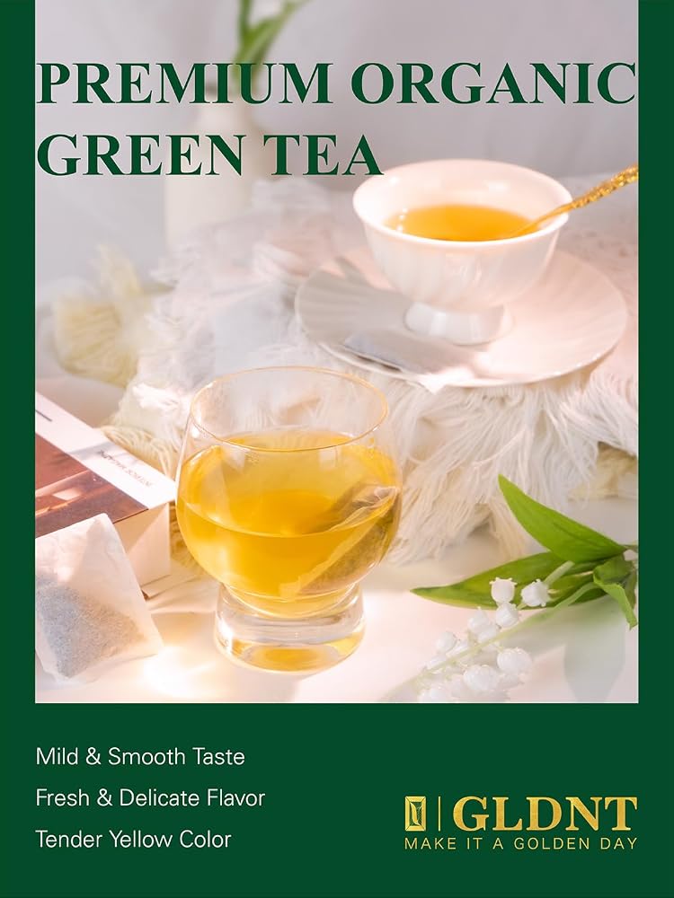 GLDNT Organic Green Tea Bags, Caffeinated - 100 Count - image 3