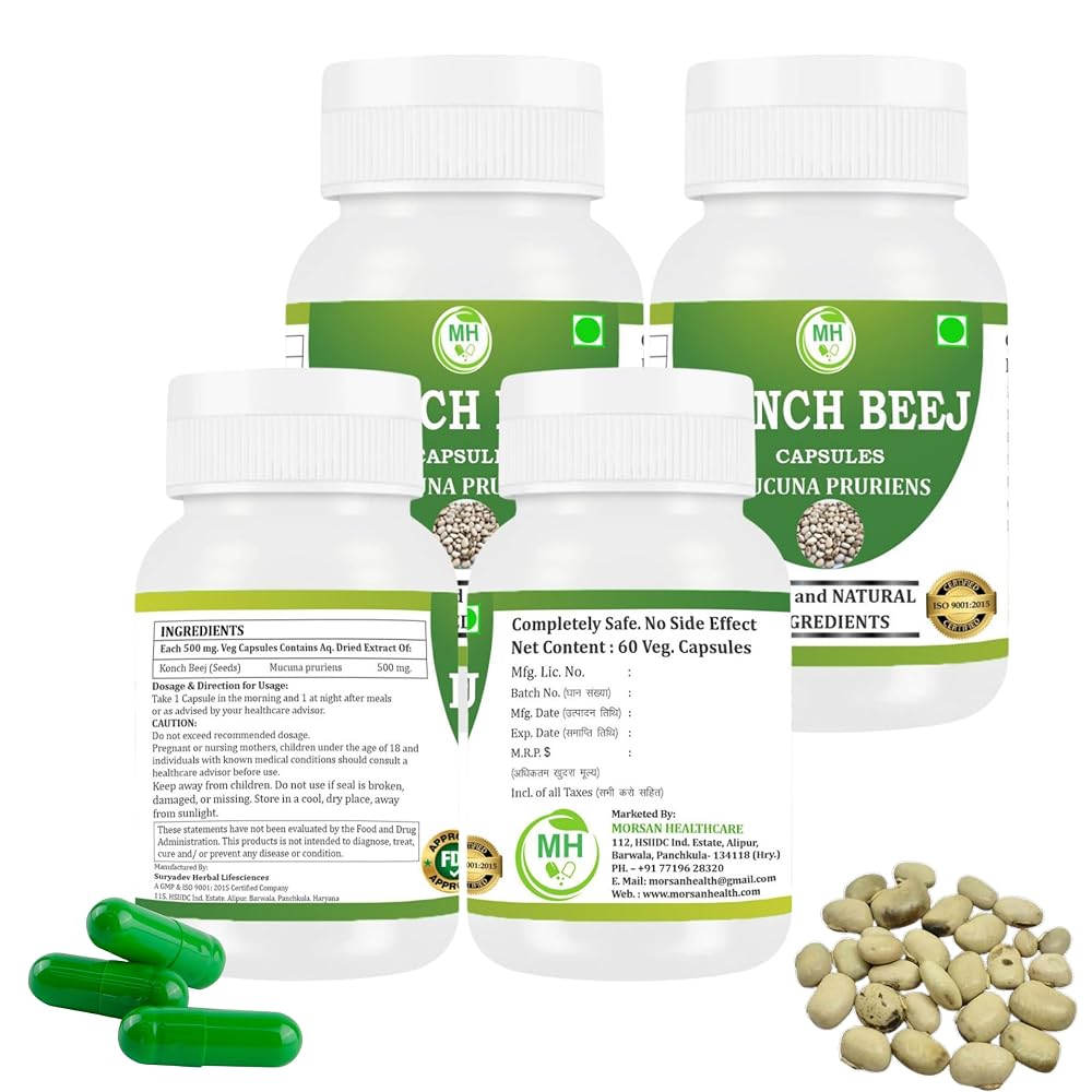 Morsan Kaunch Beej Mucuna pruriens 500 mg - 240 Capsules - image 2