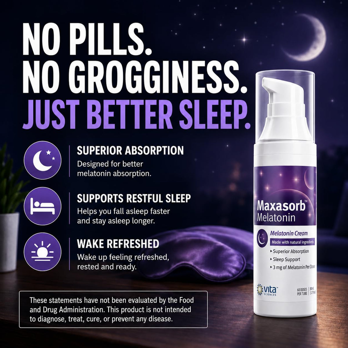 Vita Sciences Maxasorb Melatonin Cream 3 mg for Sleep - 1.7 Oz - image 3