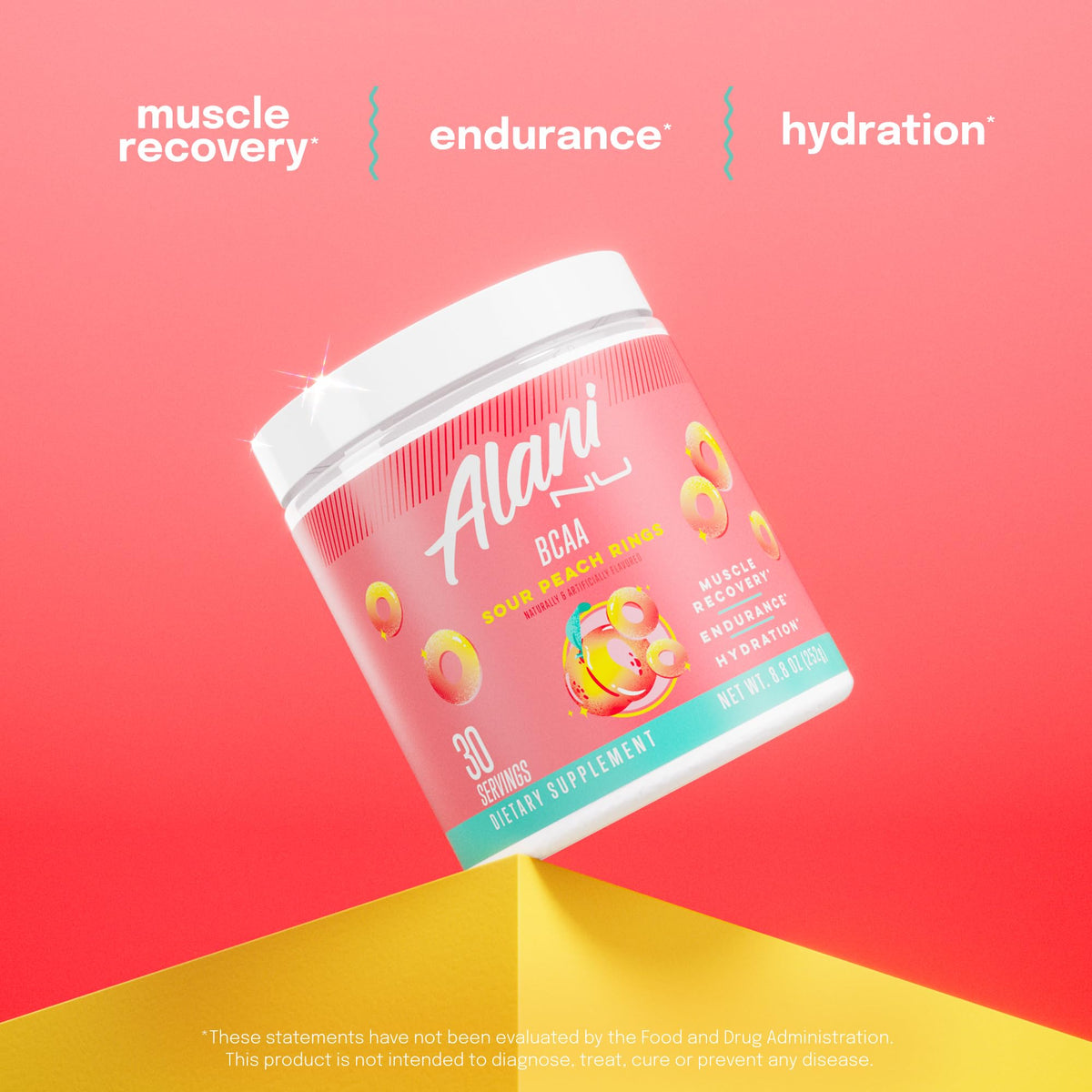 Alani Nu BCAA Sour Peach Ring Powder Muscle Recovery - 30 Servings - image 4