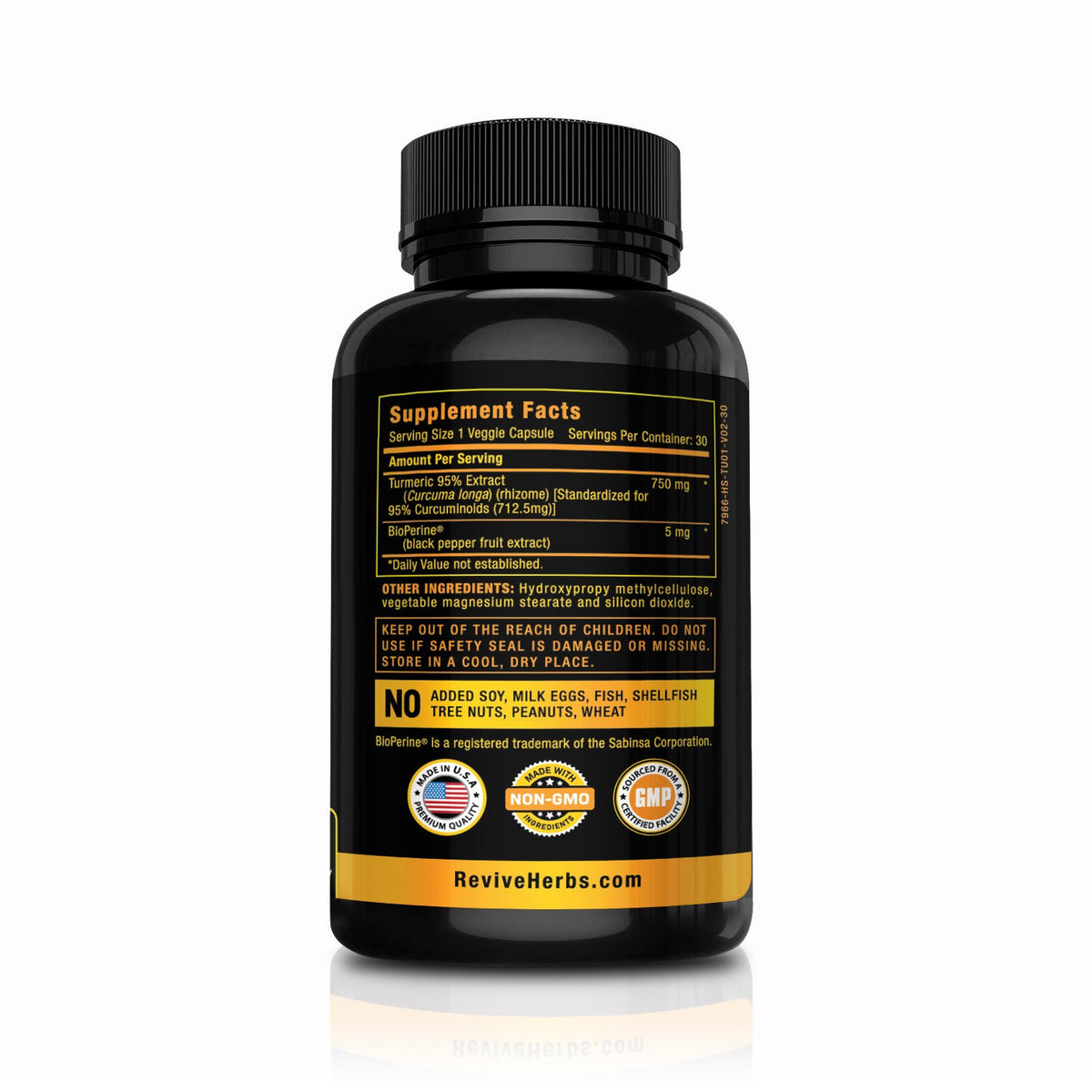 Revive Herbs Turmeric Curcumin with Bioperine Joint Support - 30 Capsules - image 2