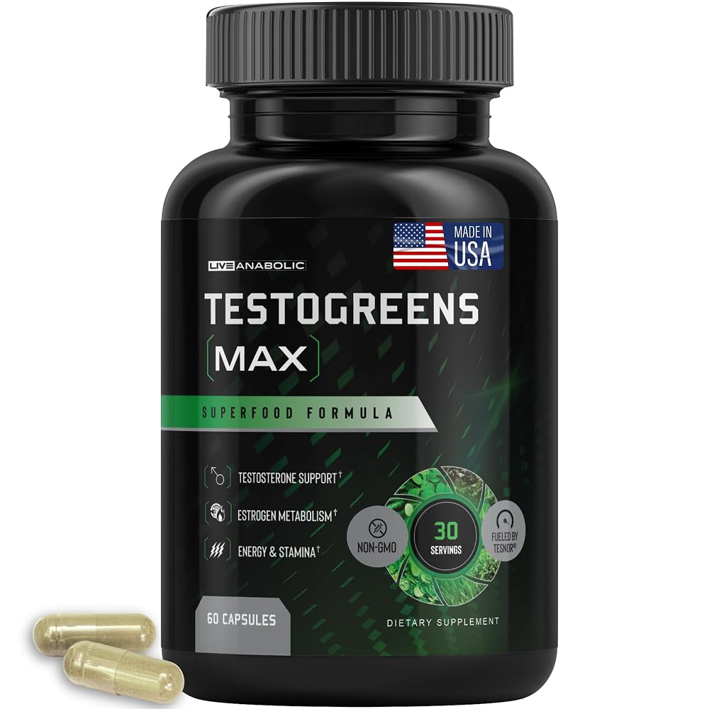 Live Anabolic TestoGreens Max Men's Greens Supplement - 60 Capsules
