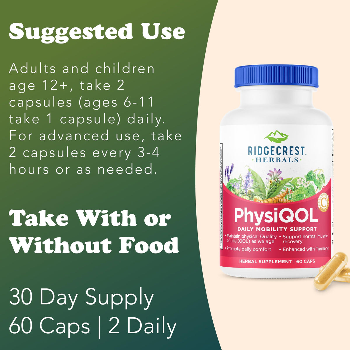 RidgeCrest Herbals PhysiQOL Turmeric Boswellia Joint Comfort - 60 Capsules - image 4