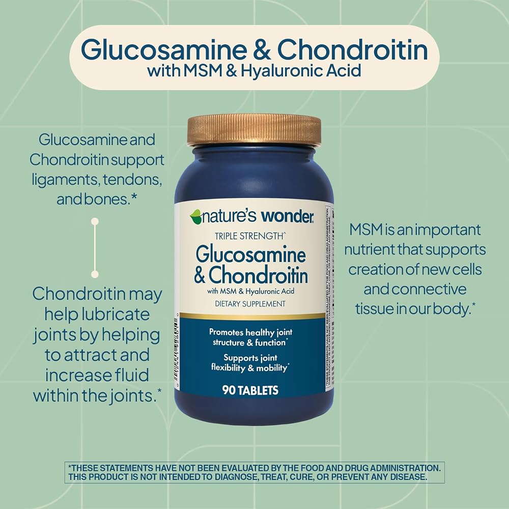 Nature's Wonder Triple Strength Glucosamine Chondroitin MSM - 90 Tablets - image 3