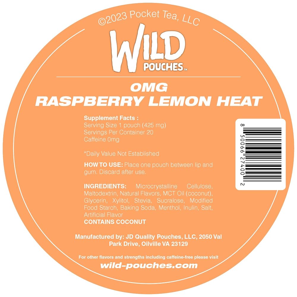 Wild 20 x 0mg Lemon Heat Nicotine Free Pouches No Caffeine - Variation
