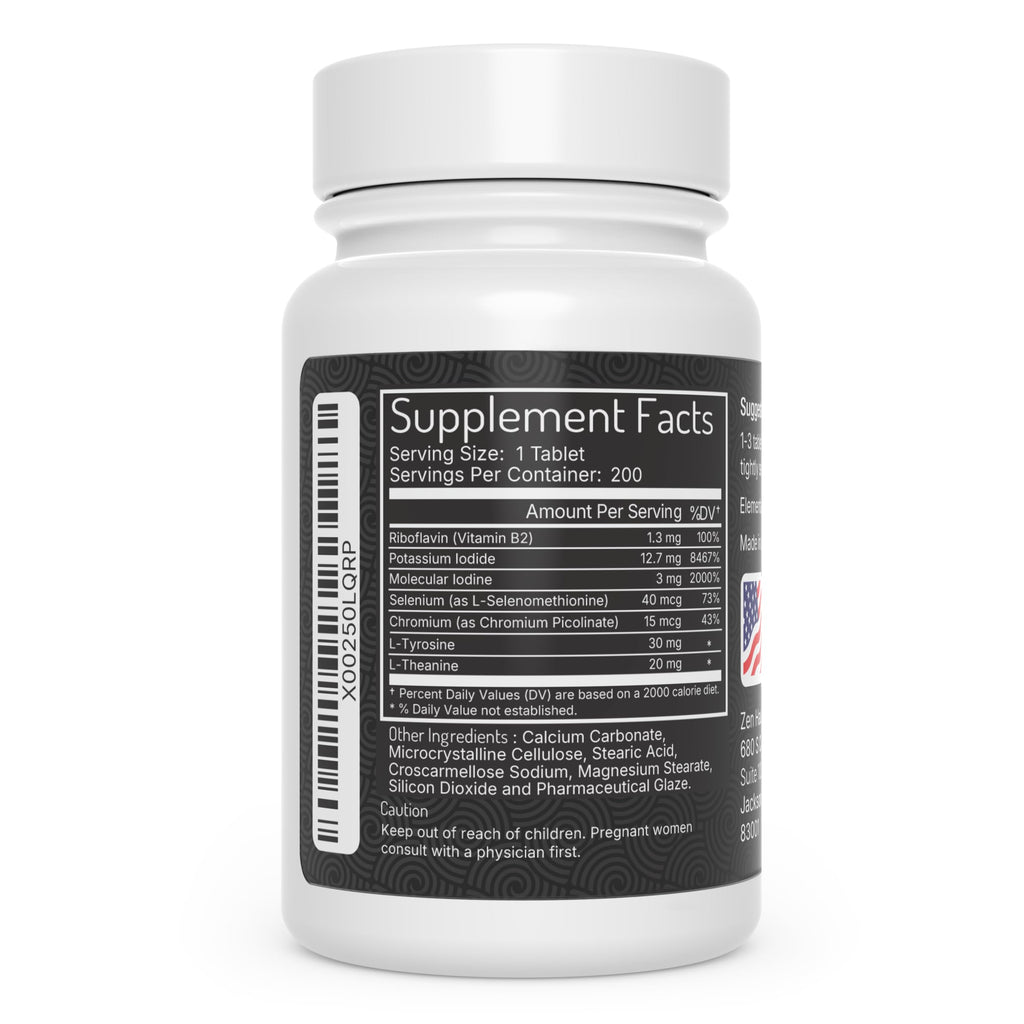 Zen Haus Iodine Complex 12.5 mg with Selenium – Thyroid Support – 200 Tablets - image 3