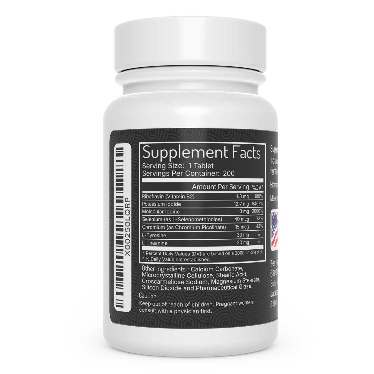 Zen Haus Iodine Complex 12.5 mg with Selenium – Thyroid Support – 200 Tablets - image 3