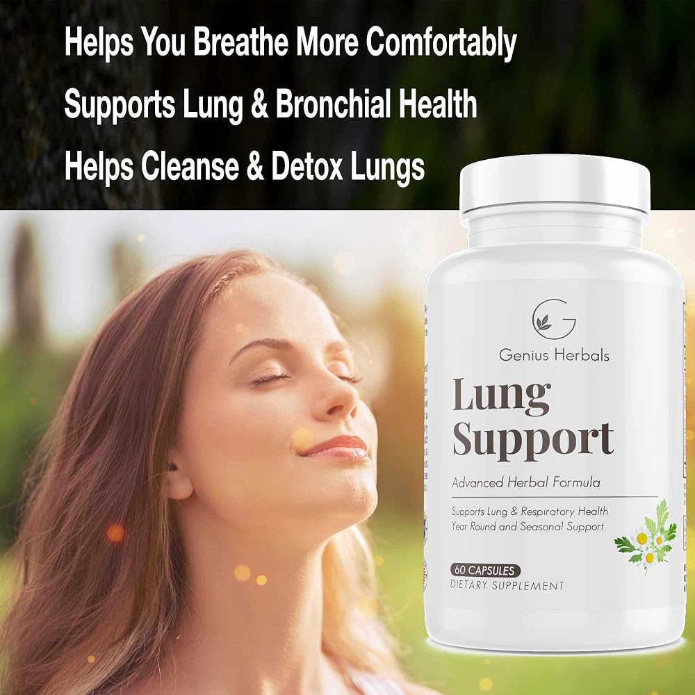 GENIUS HERBALS Lung Support Capsules for Breathing - 60 Capsules - image 5