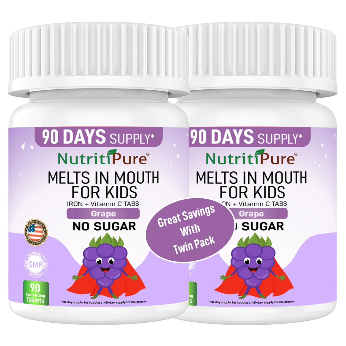 NutritiPure Iron 65 mg with Vitamin C 270 mg - Tablet in Orange Flavor