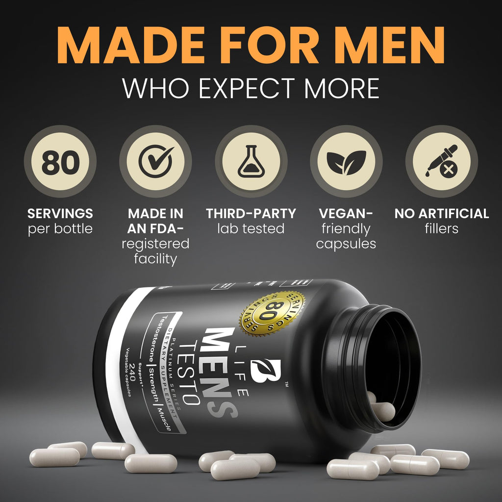 B Life Company Testosterone Booster for Men - 240 Capsules - image 5