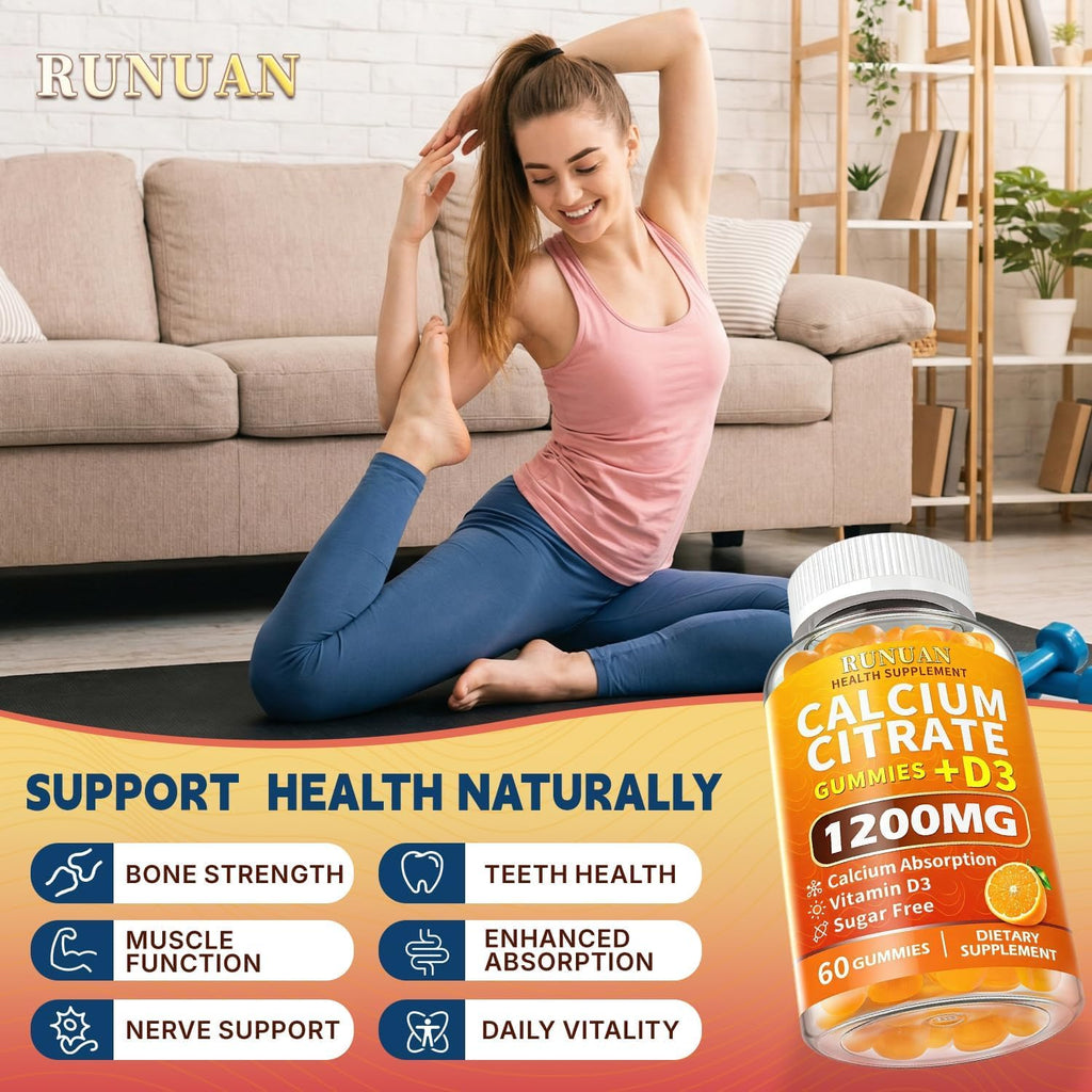RUNUAN Calcium Citrate 1200mg Gummies with Vitamin D3 - 120 Count - image 6